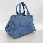 Prada Tote Bag Canapa Denim Navy Gold — view 2