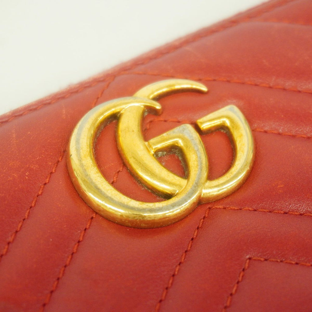 Gucci Wallet GG Marmont Leather Red Gold — view 7