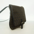 Fendi Shoulder Bag Zucchino Nylon Canvas Dark Brown Silver — view 2