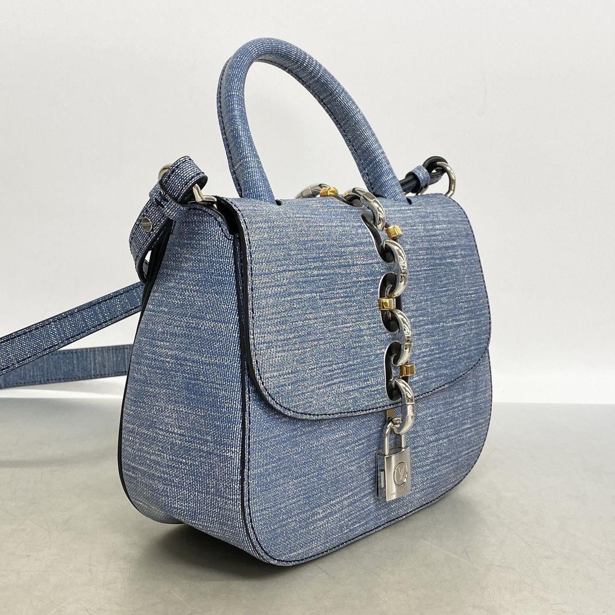 Louis Vuitton Handbag Epi Denim Chain It PM Blue 2-Way Bag — view 2