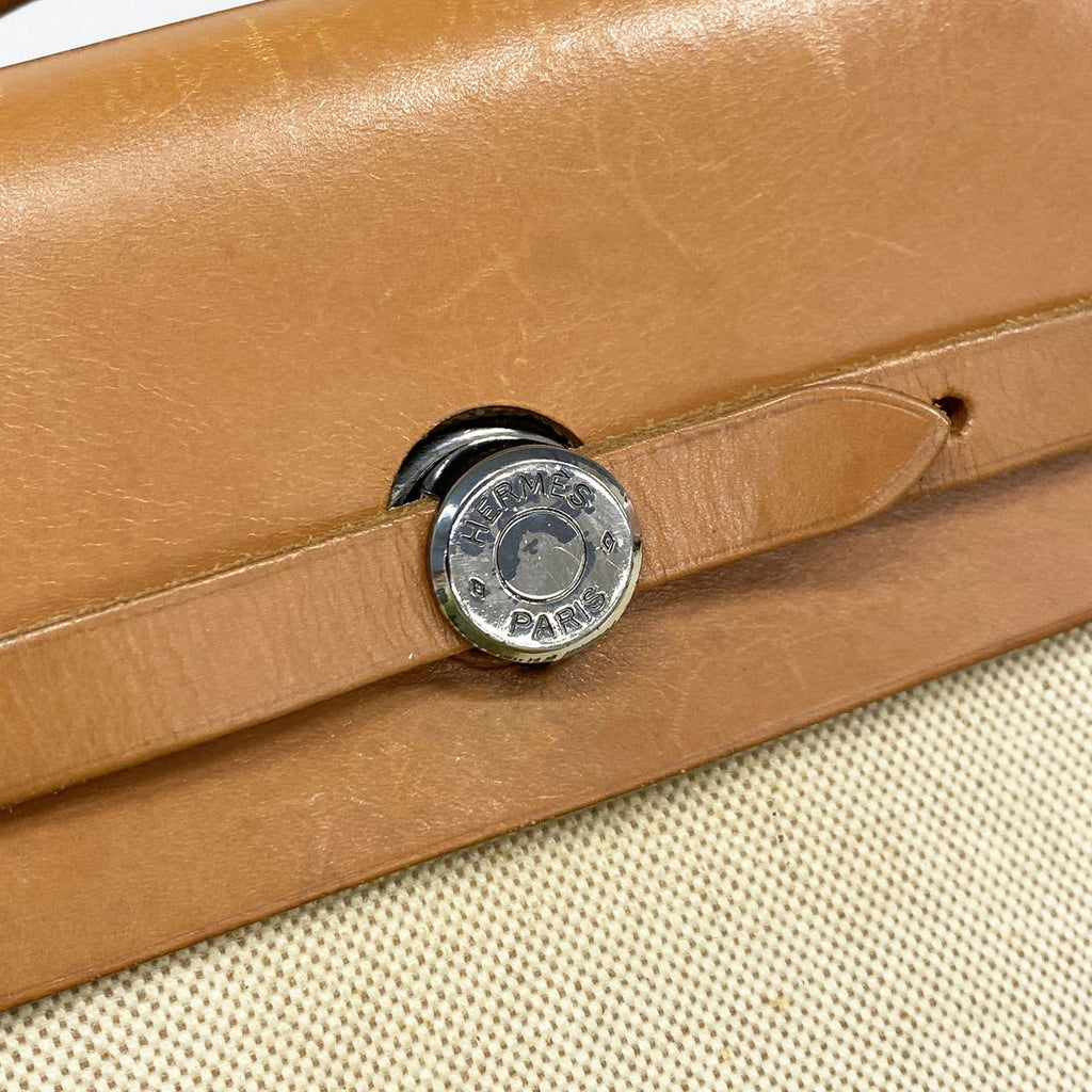 Hermes Handbag Herbag MM Toile H Natural Silver — view 8