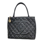 Chanel Tote Bag Reissue Caviar Leather Black Silver