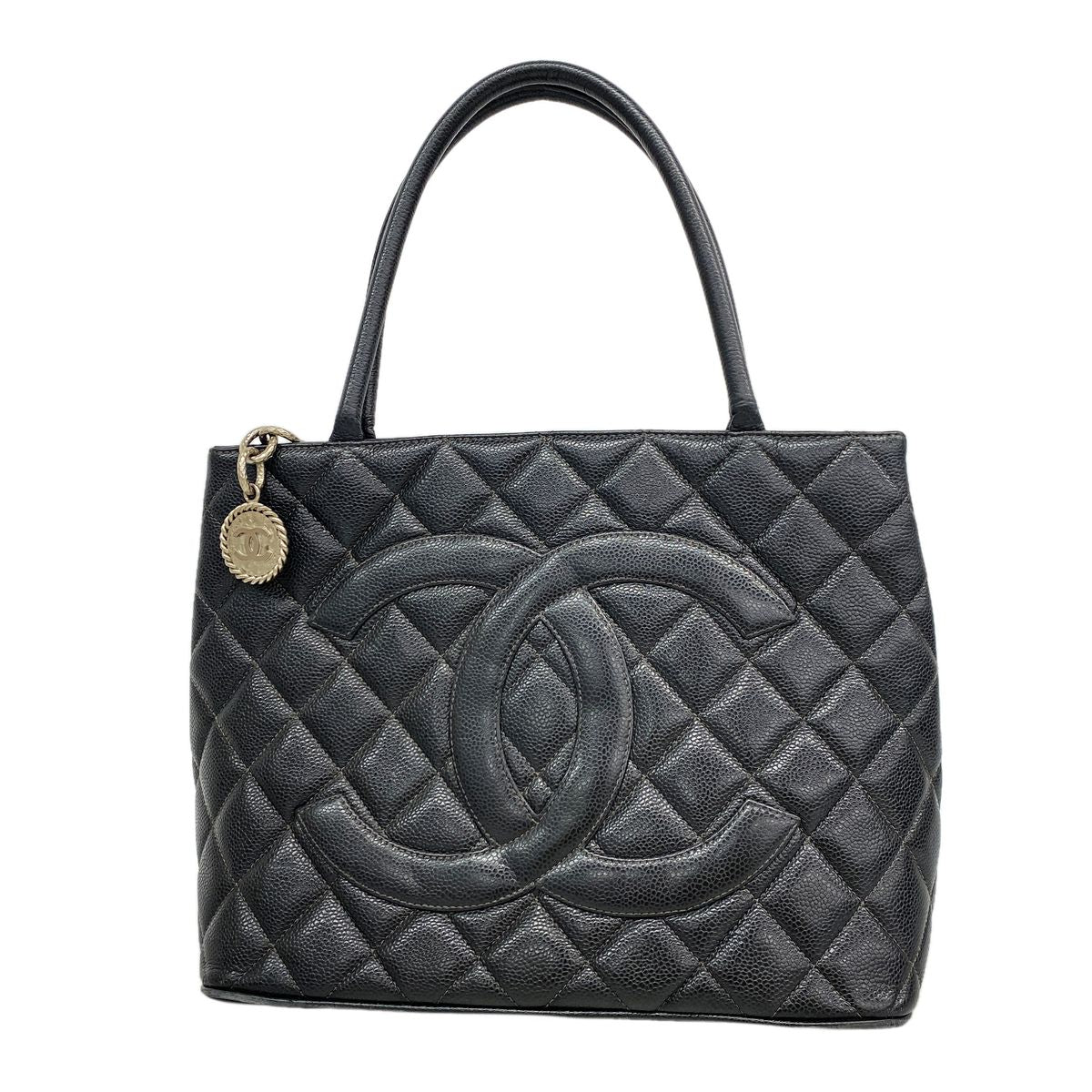 Chanel Tote Bag Reissue Caviar Leather Black Silver