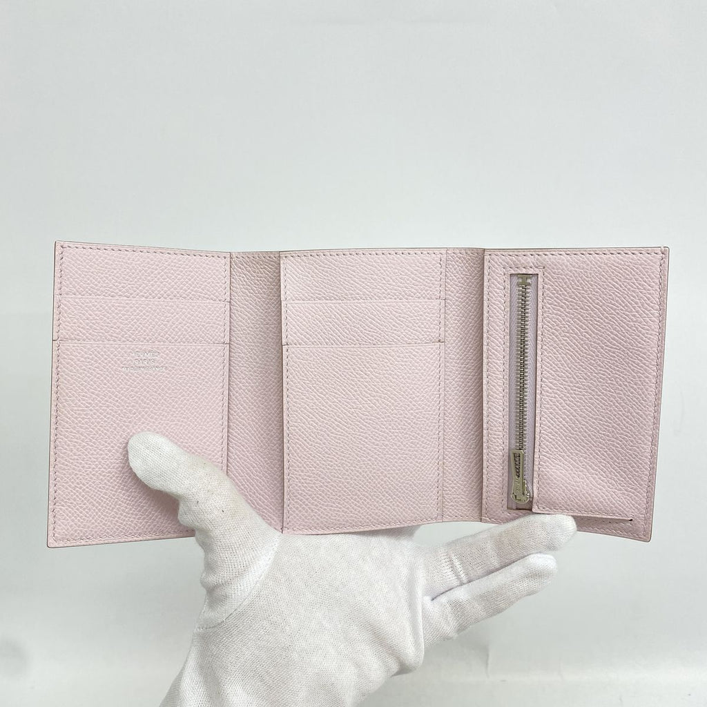 Hermes Trifold Wallet Bearn Combine Veau Epsom Mauve Pale Silver — view 3