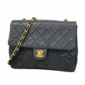 Chanel Shoulder Bag Quilted Lambskin Black Gold