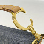 Dior Handbag Saddle Denim Blue Brown Gold — view 8