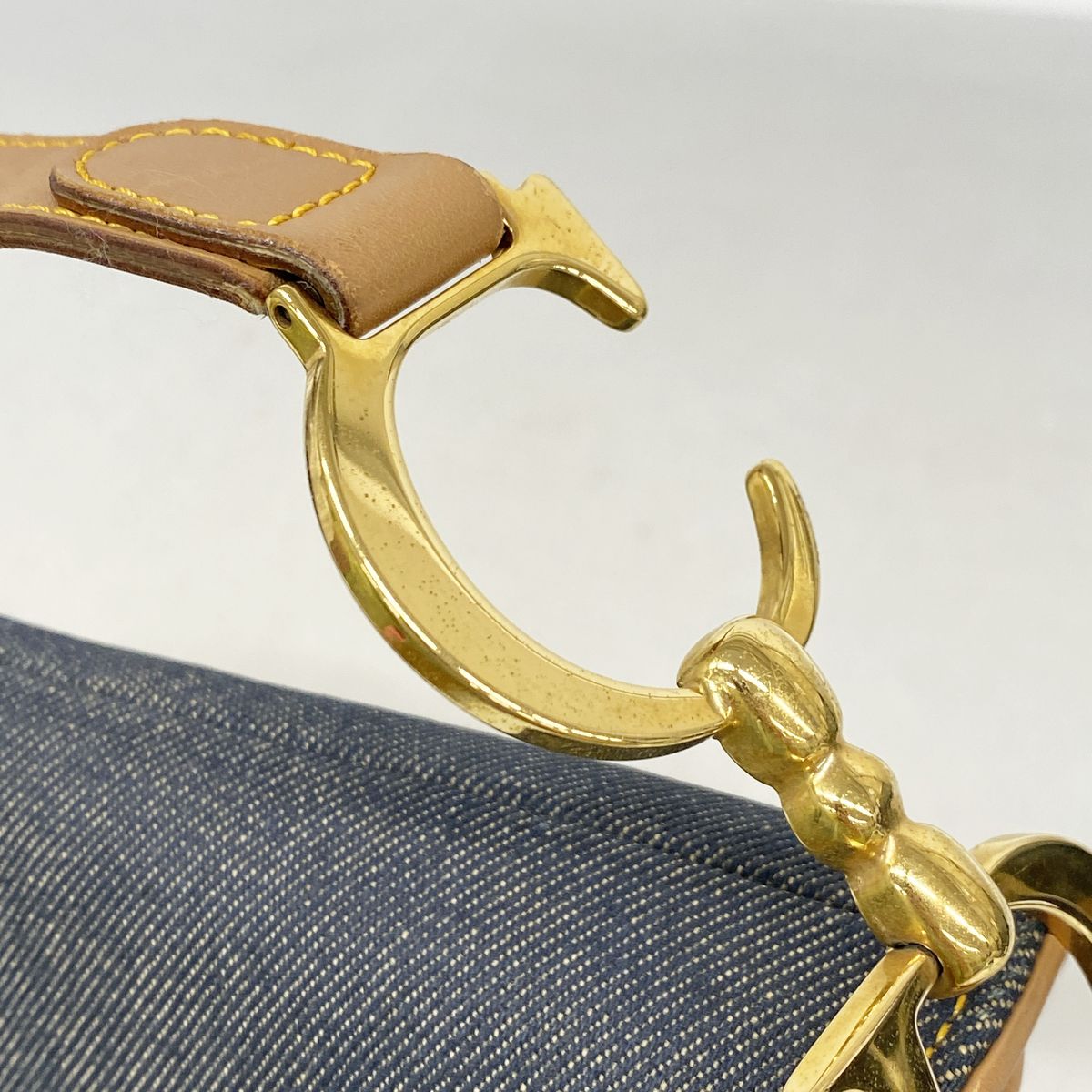 Dior Handbag Saddle Denim Blue Brown Gold — view 8