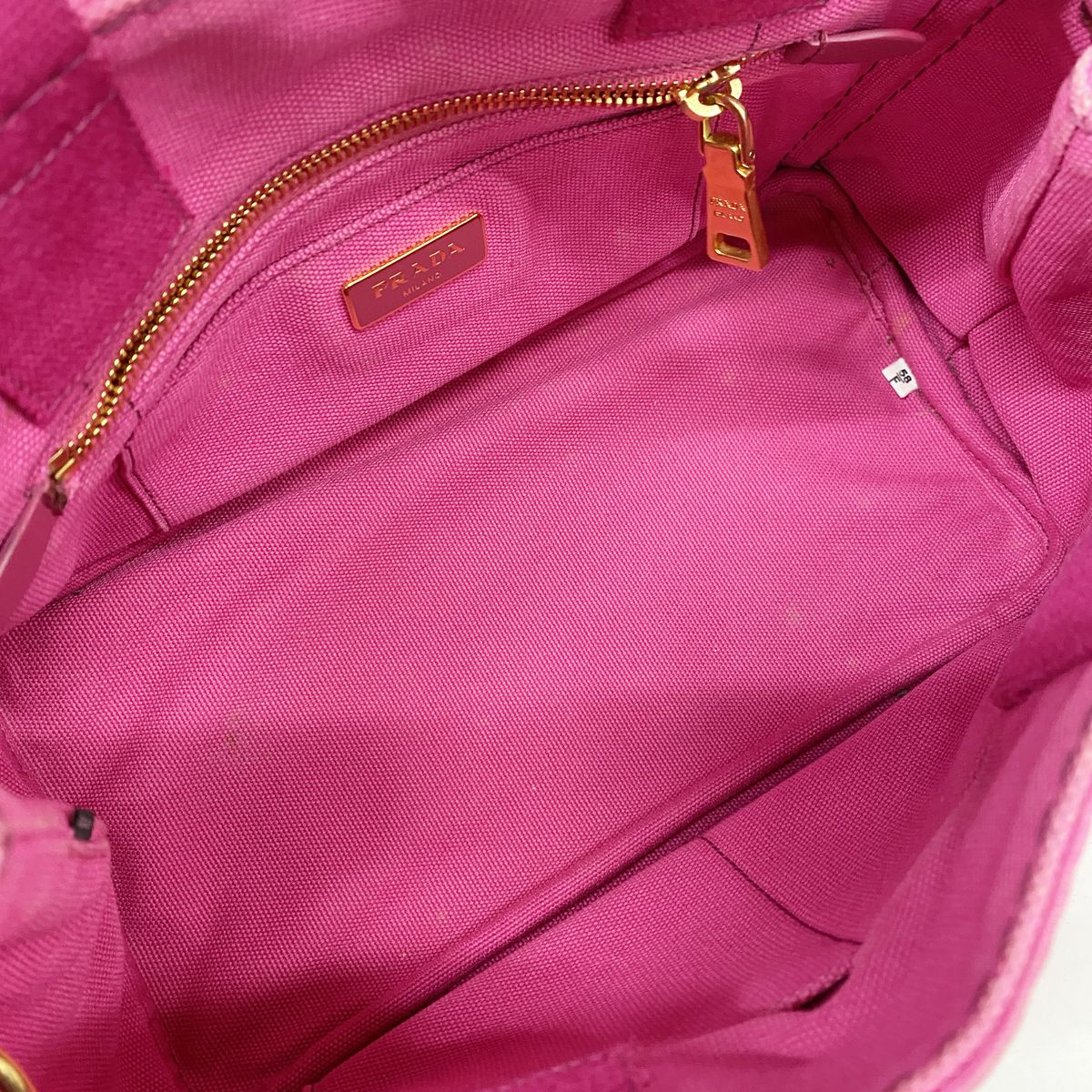 Prada Tote Bag Canapa Canvas Pink Gold 2-Way — view 4