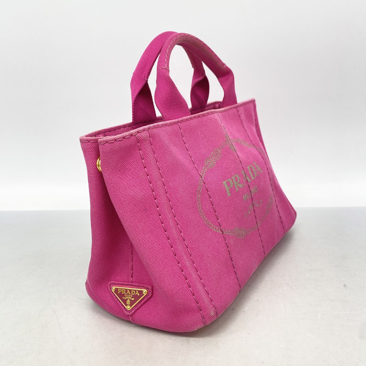 Prada Tote Bag Canapa Canvas Pink Gold 2-Way — view 2