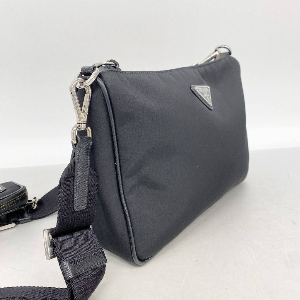 Prada Shoulder Bag Tessuto Nylon Black Silver — view 2
