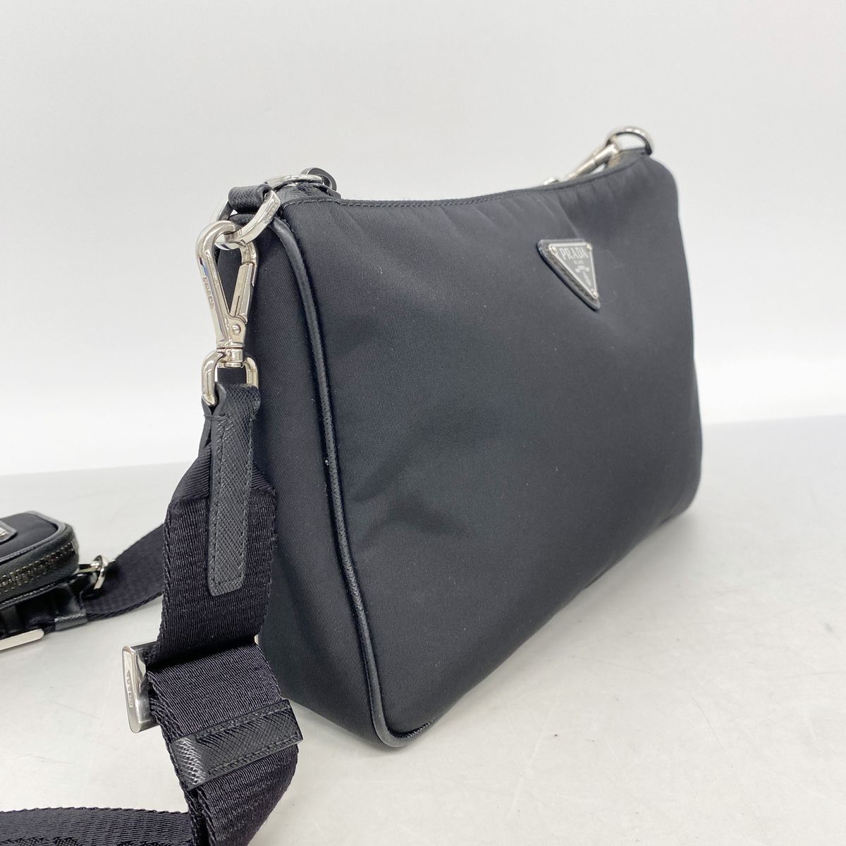 Prada Shoulder Bag Tessuto Nylon Black Silver — view 2