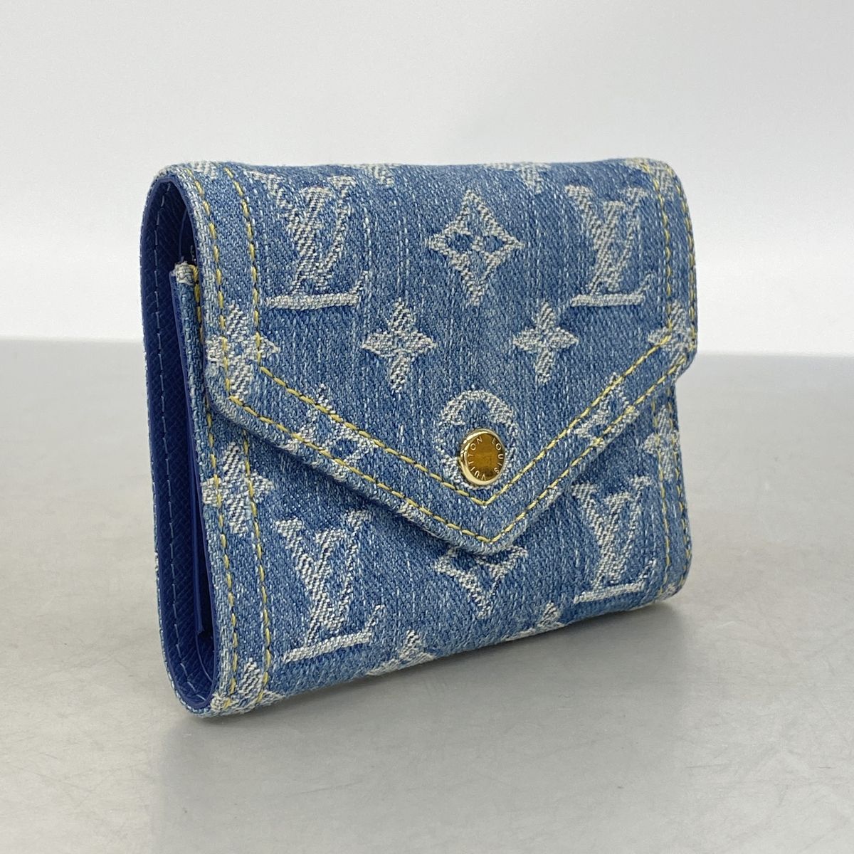 Louis Vuitton Trifold Wallet Monogram Denim Portefeuille Victorine Blue — view 2