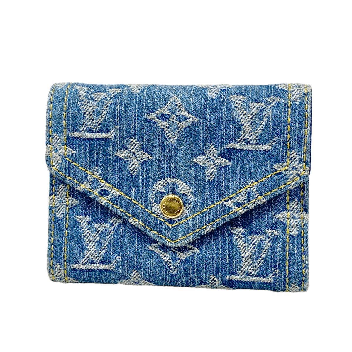 Louis Vuitton Trifold Wallet Monogram Denim Portefeuille Victorine Blue