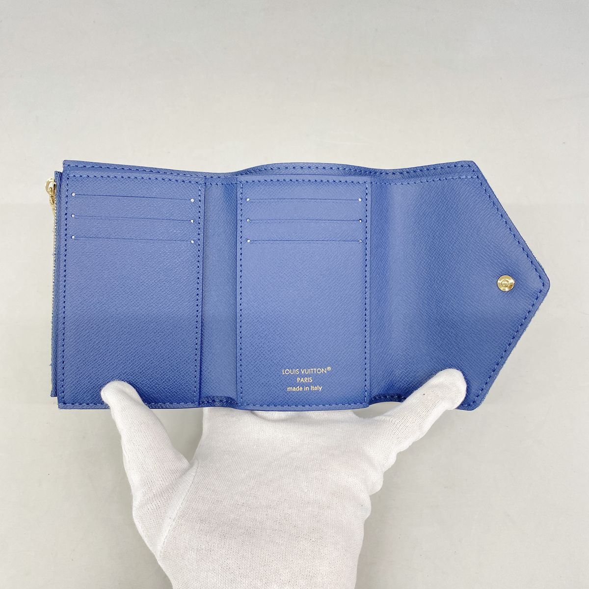 Louis Vuitton Trifold Wallet Monogram Denim Portefeuille Victorine Blue — view 3
