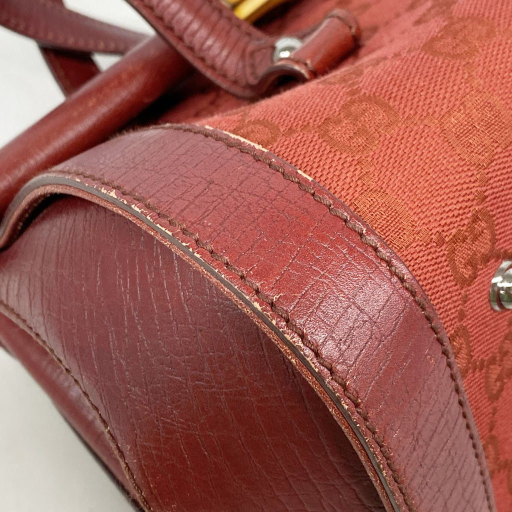 Gucci Handbag GG Canvas Bamboo Red Silver — view 7