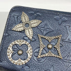 Louis Vuitton Wallet Monogram Empreinte Flower Studs Zippy Marine Metal — view 8