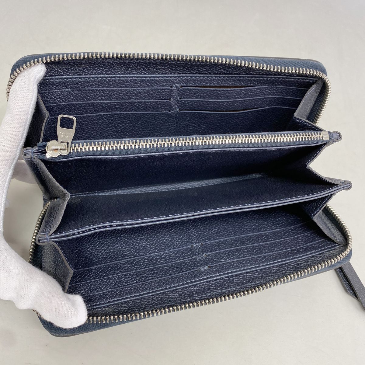 Louis Vuitton Wallet Monogram Empreinte Flower Studs Zippy Marine Metal — view 3