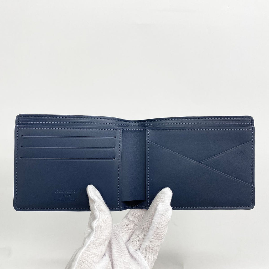 Louis Vuitton Billfold Monogram Shadow Portefeuille Multiple Navy Blue Wallet — view 3