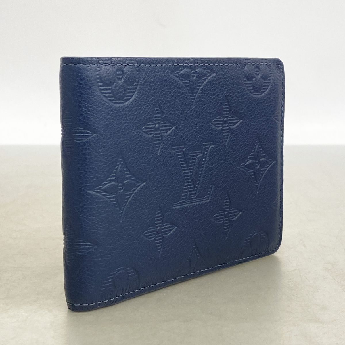 Louis Vuitton Billfold Monogram Shadow Portefeuille Multiple Navy Blue Wallet — view 2
