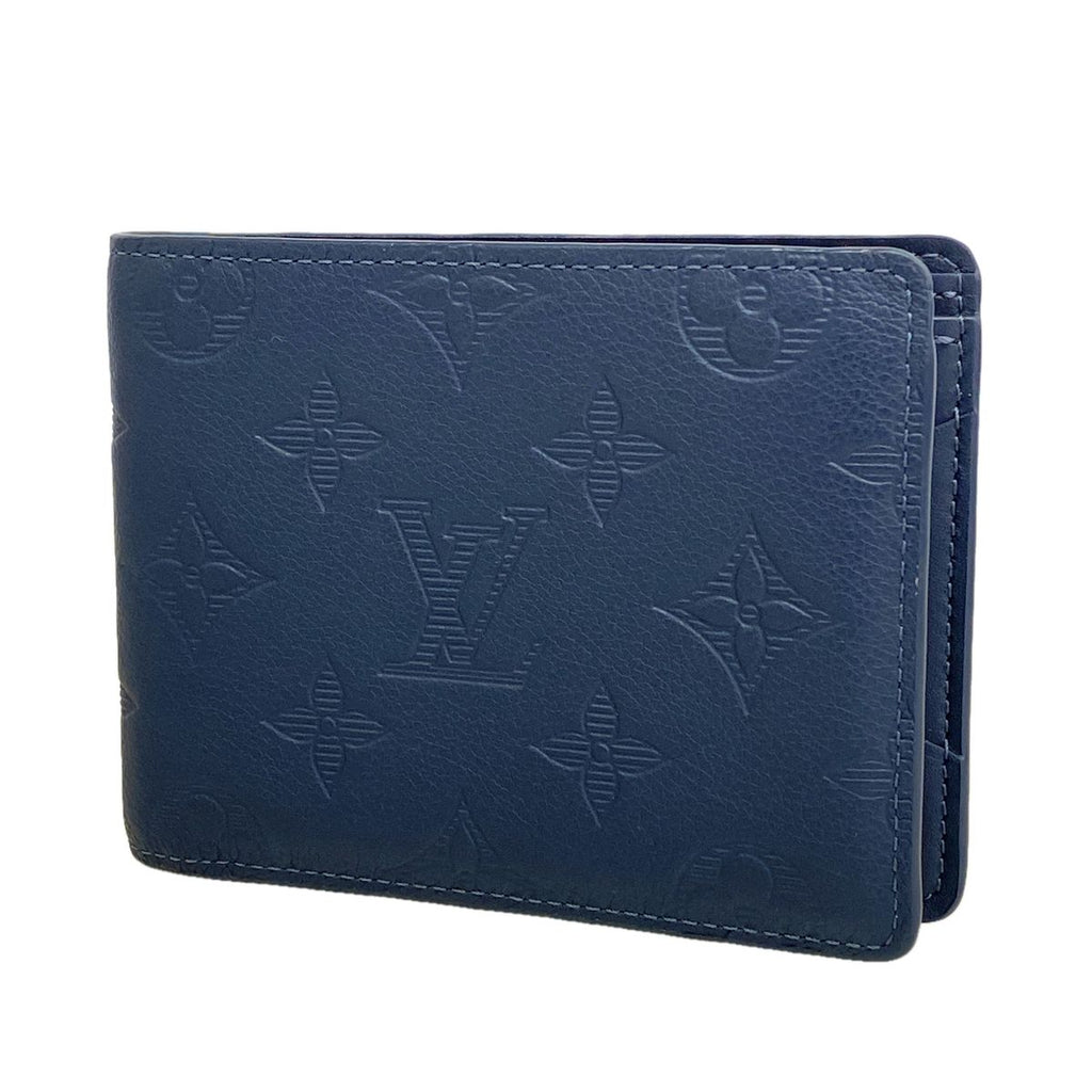 Louis Vuitton Billfold Monogram Shadow Portefeuille Multiple Navy Blue Wallet