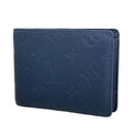 Louis Vuitton Billfold Monogram Shadow Portefeuille Multiple Navy Blue Wallet