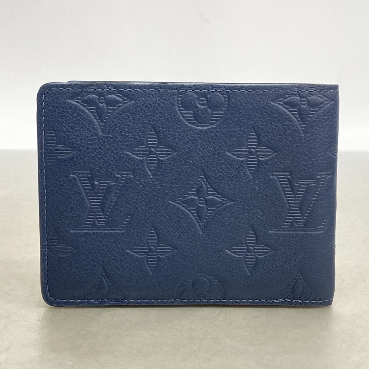Louis Vuitton Billfold Monogram Shadow Portefeuille Multiple Navy Blue Wallet — view 5