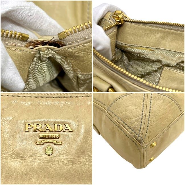 Prada 2-Way Tote Bag 173 Leather Vitello Shine Yellow Beige — view 4