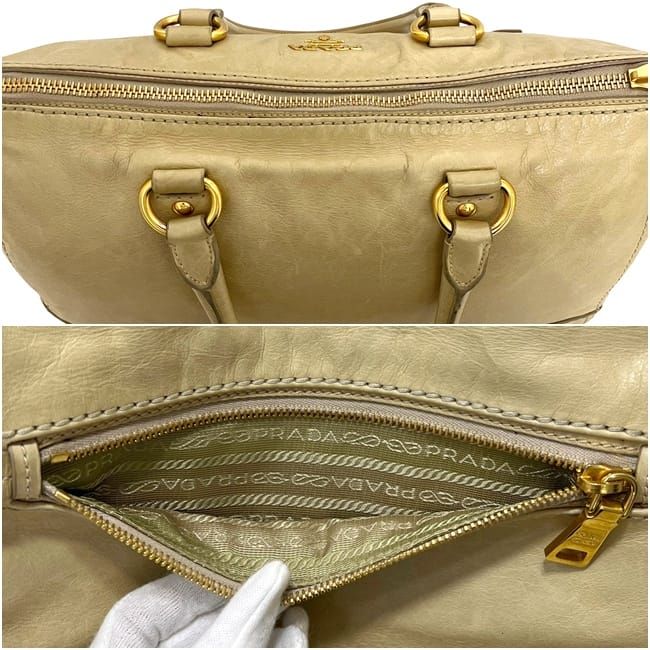 Prada 2-Way Tote Bag 173 Leather Vitello Shine Yellow Beige — view 5