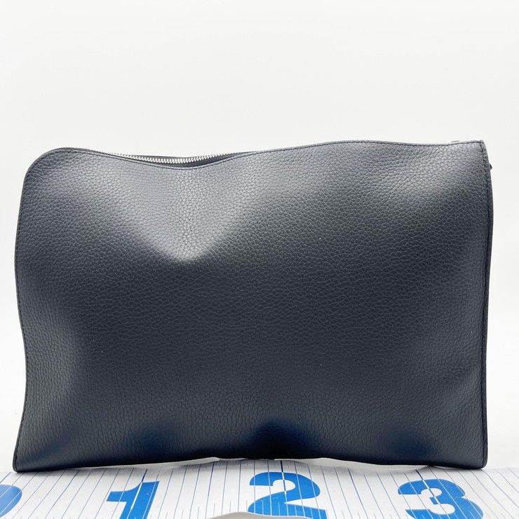 Louis Vuitton Clutch Pochette Jules GM Noir Taurillon Leather Silver — view 2