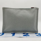 Hermes Pouch H Tissage Flat Blue Toile H Embroidery Silver — view 2