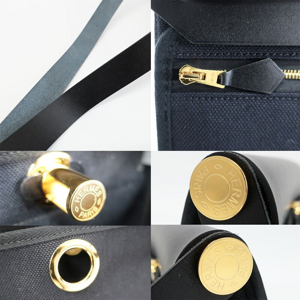 Hermes Herbag Zip 20 Shoulder Bag Black Gold Vache Hunter Toile Military — view 8