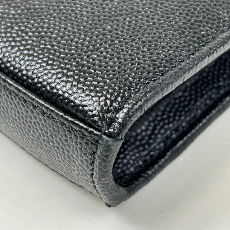 Saint Laurent Clutch Black Leather Gold — view 5