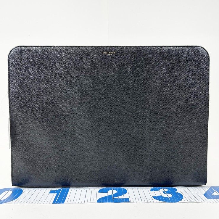 Saint Laurent Clutch Black Leather Gold