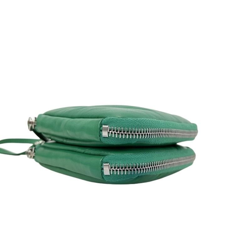 Prada Shoulder Bag Triangle Mini Green Leather Chain Silver — view 3