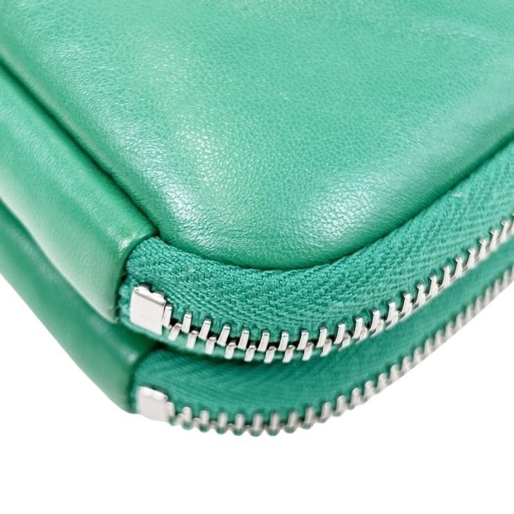 Prada Shoulder Bag Triangle Mini Green Leather Chain Silver — view 4
