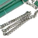 Prada Shoulder Bag Triangle Mini Green Leather Chain Silver — view 5