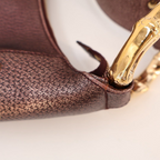 Gucci Shoulder Bag Gunmetal Bordeaux Logo Leather Bamboo — view 3