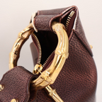 Gucci Shoulder Bag Gunmetal Bordeaux Logo Leather Bamboo — view 6