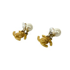Chanel With Rice 96P Vintage CC Logo Faux Pearl Earrings Gold — view 6