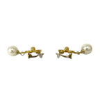 Chanel With Rice 96P Vintage CC Logo Faux Pearl Earrings Gold — view 3