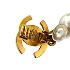 Chanel With Rice 96P Vintage CC Logo Faux Pearl Earrings Gold — view 2