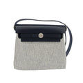 Hermes Herbag Zip 20 Shoulder Bag Gray Navy Silver Vache Hunter Toile