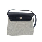 Hermes Herbag Zip 20 Shoulder Bag Gray Navy Silver Vache Hunter Toile