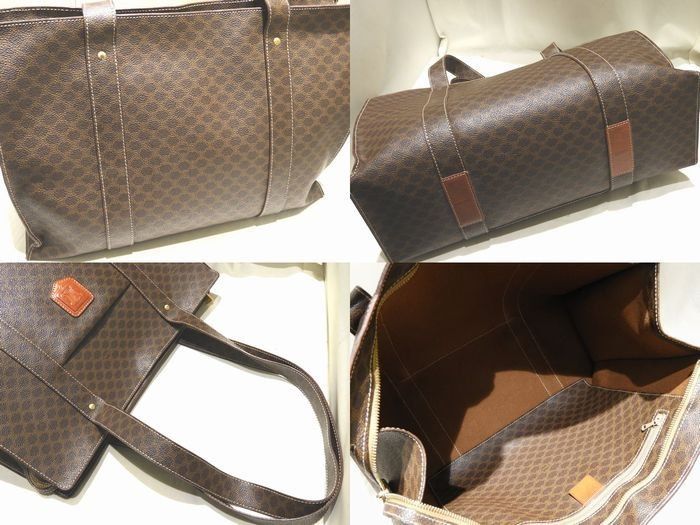 Celine Macadam Shoulder Tote Bag Dark Brown Leather Vintage — view 2