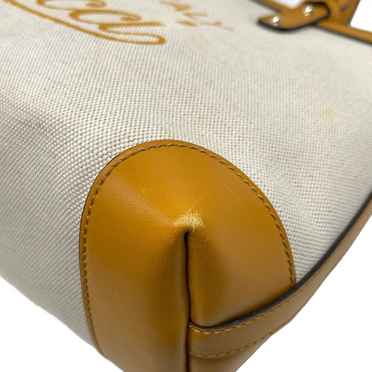 Gucci Tote Bag Craft Ivory Orange Leather — view 6