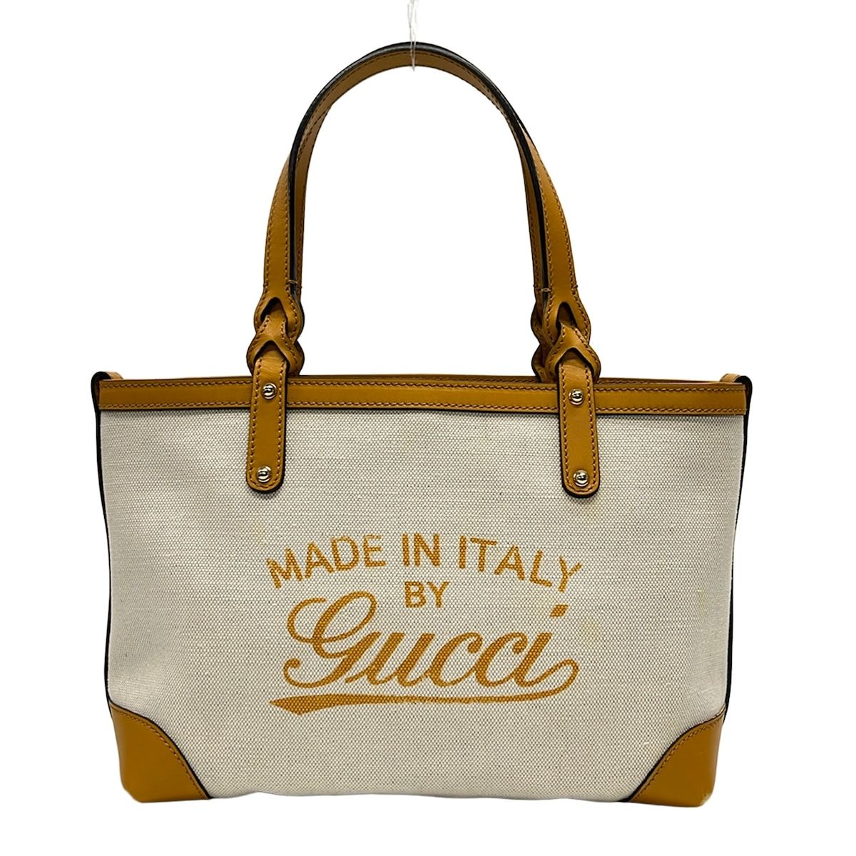 Gucci Tote Bag Craft Ivory Orange Leather