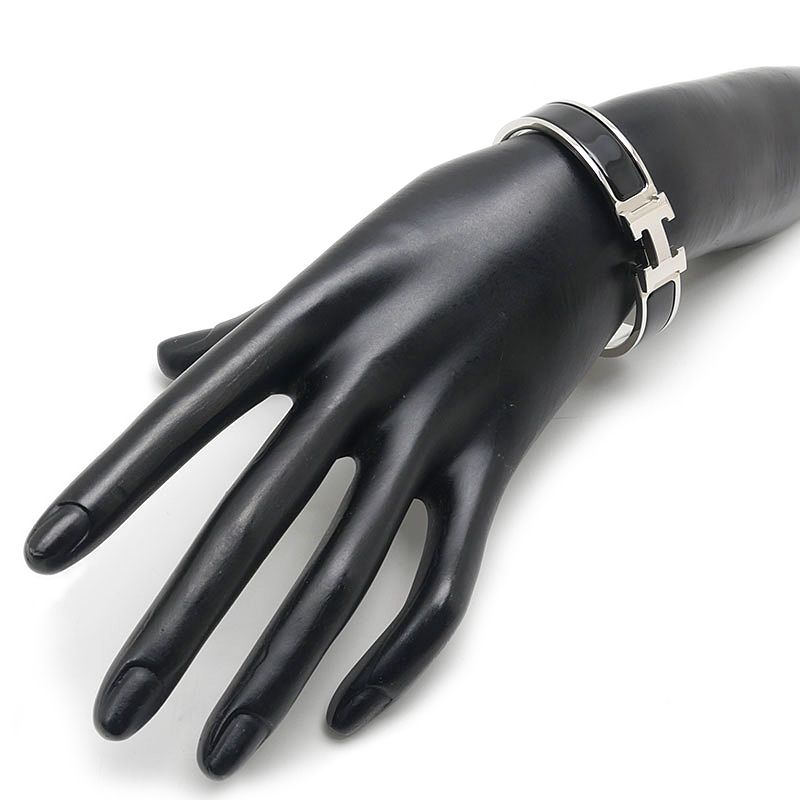 Hermes Clic Clac Bangle Black Silver Bracelet — view 6