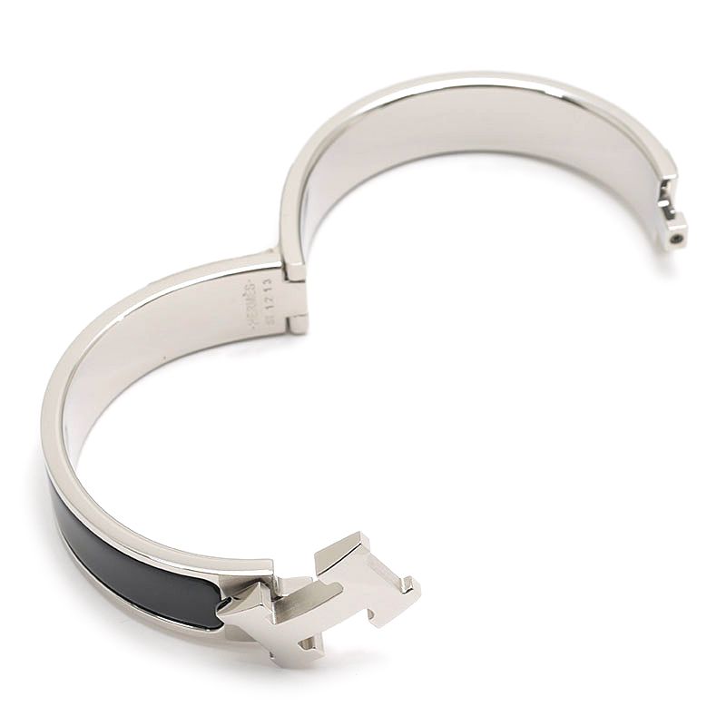 Hermes Clic Clac Bangle Black Silver Bracelet — view 3