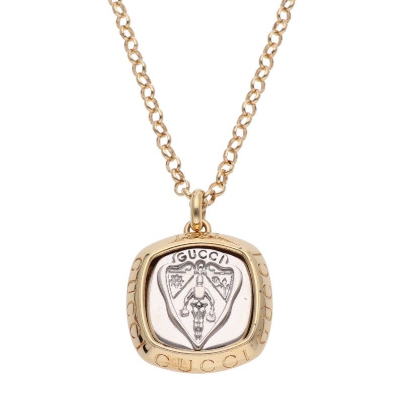 Gucci 26 SS Crest Gold Tone Brass & Palladium Necklace