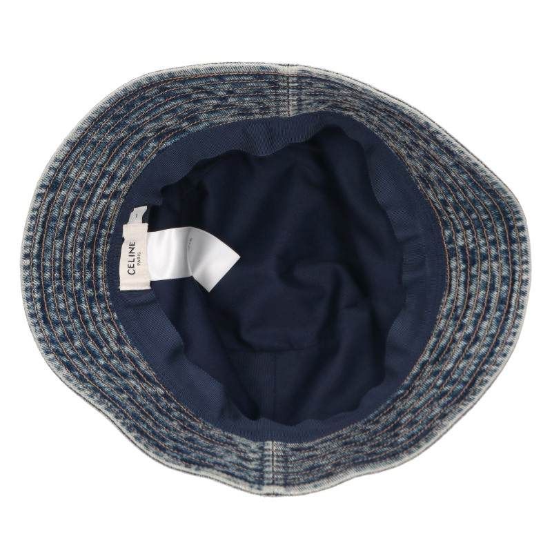 Celine Logo Embroidery Denim Bucket Hat — view 3